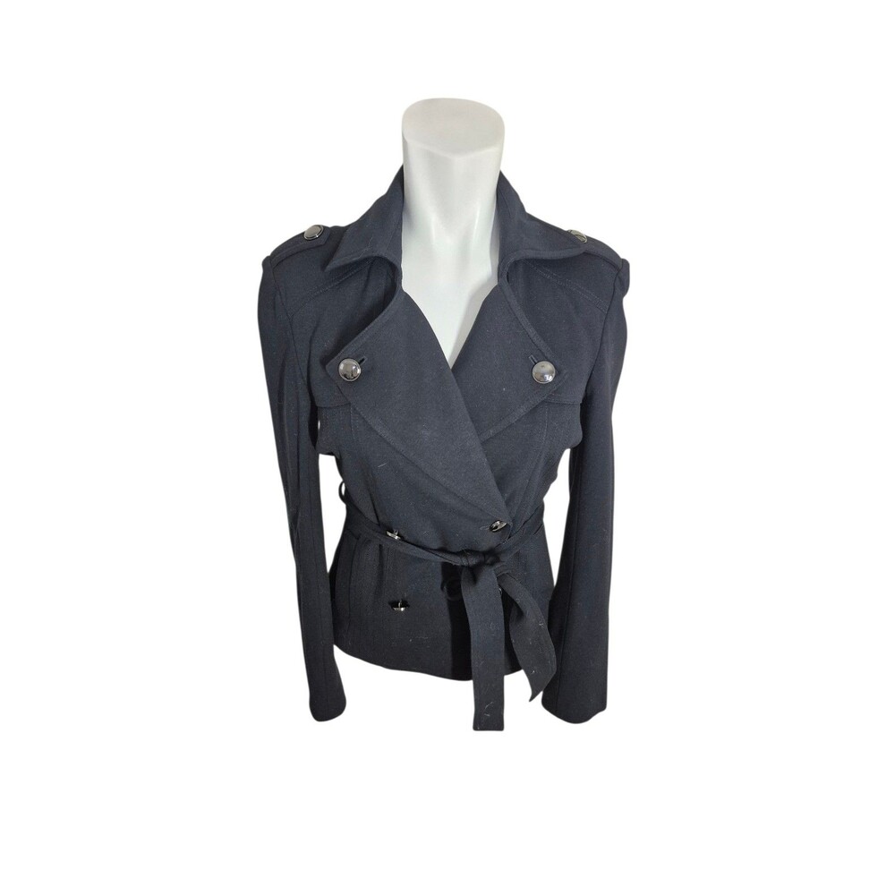 Cache Vintage Y2K Peacoat Double Breasted Jacket Black Sz 4